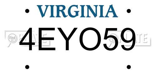 4EYO59 Virginia License Plate