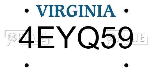 4EYQ59 Virginia License Plate