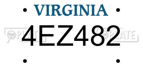 4EZ482 Virginia License Plate