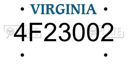 4F23002 Virginia License Plate