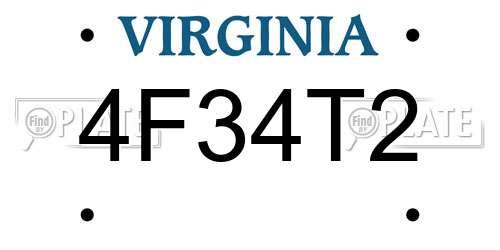 4F34T2 Virginia License Plate