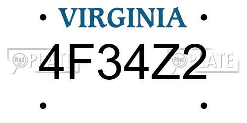 4F34Z2 Virginia License Plate