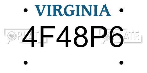 4F48P6 Virginia License Plate