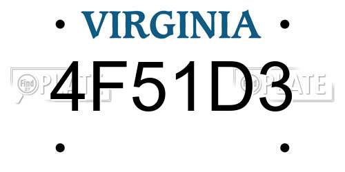 4F51D3 Virginia License Plate