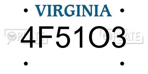 4F51O3 Virginia License Plate