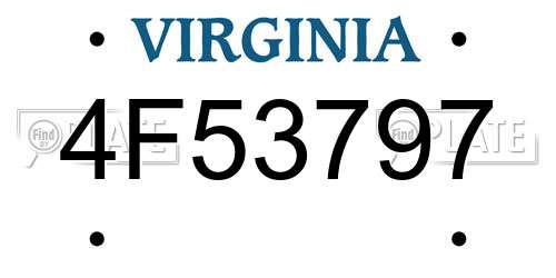 4F53797 Virginia License Plate