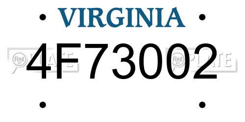 4F73002 Virginia License Plate