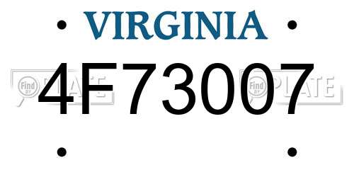 4F73007 Virginia License Plate