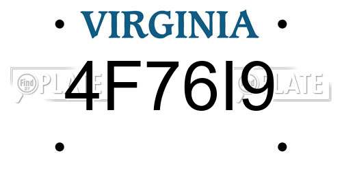 4F76I9 Virginia License Plate