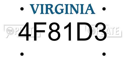 4F81D3 Virginia License Plate
