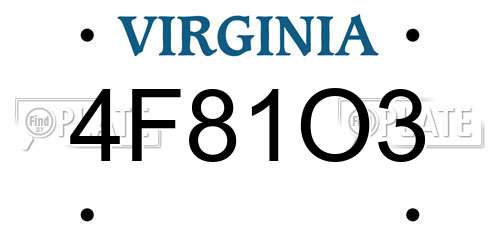 4F81O3 Virginia License Plate