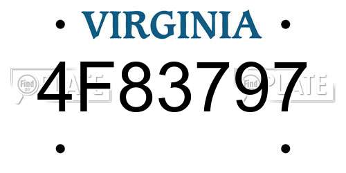 4F83797 Virginia License Plate