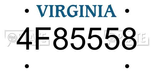 4F85558 Virginia License Plate