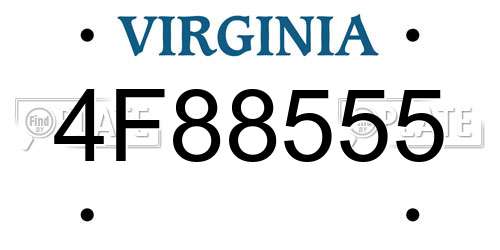 4F88555 Virginia License Plate