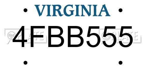 4FBB555 Virginia License Plate