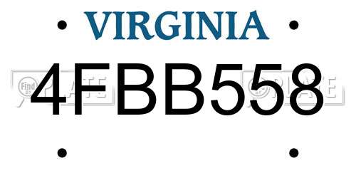 4FBB558 Virginia License Plate