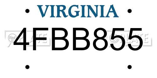 4FBB855 Virginia License Plate