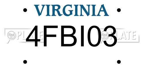 4FBI03 Virginia License Plate
