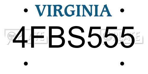 4FBS555 Virginia License Plate