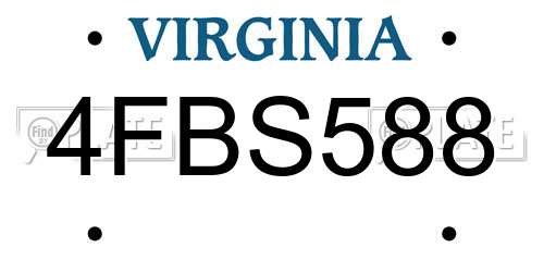 4FBS588 Virginia License Plate