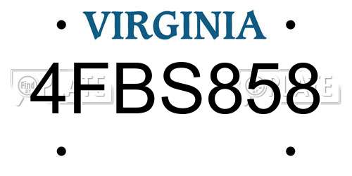 4FBS858 Virginia License Plate