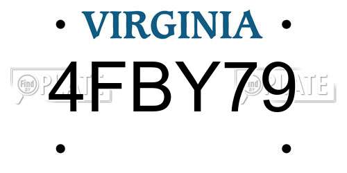 4FBY79 Virginia License Plate