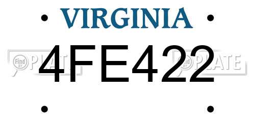 4FE422 Virginia License Plate