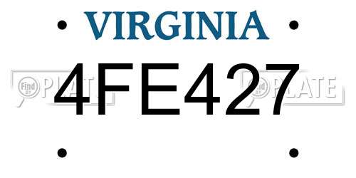 4FE427 Virginia License Plate