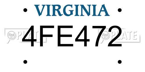 4FE472 Virginia License Plate