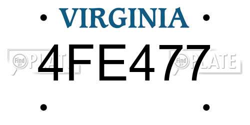 4FE477 Virginia License Plate