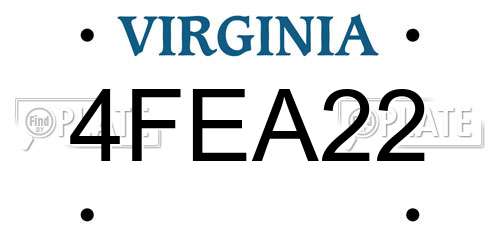 4FEA22 Virginia License Plate
