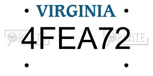 4FEA72 Virginia License Plate