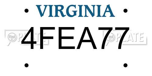 4FEA77 Virginia License Plate