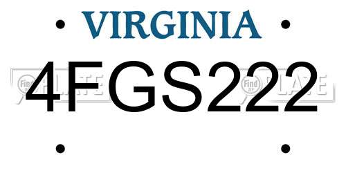 4FGS222 Virginia License Plate