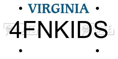 4FNKIDS Virginia License Plate