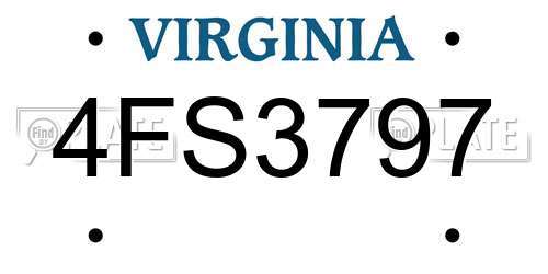 4FS3797 Virginia License Plate