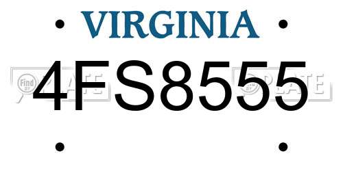 4FS8555 Virginia License Plate