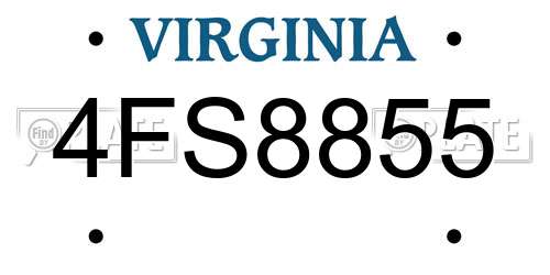 4FS8855 Virginia License Plate