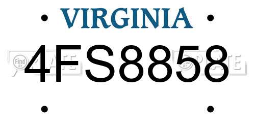 4FS8858 Virginia License Plate