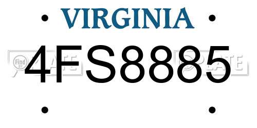 4FS8885 Virginia License Plate