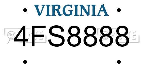 4FS8888 Virginia License Plate
