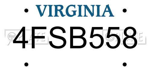 4FSB558 Virginia License Plate