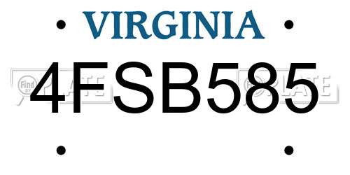 4FSB585 Virginia License Plate