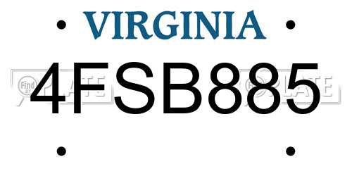 4FSB885 Virginia License Plate
