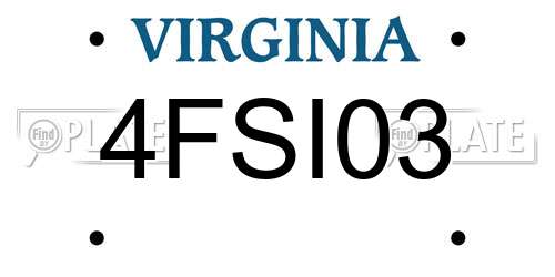 4FSI03 Virginia License Plate