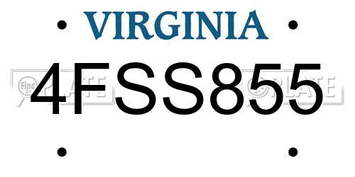4FSS855 Virginia License Plate