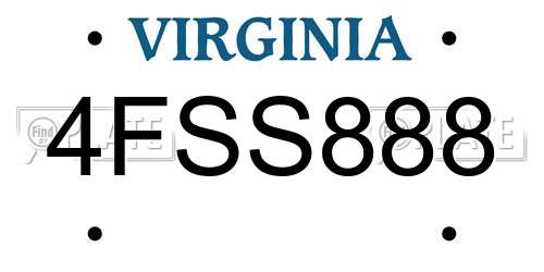 4FSS888 Virginia License Plate