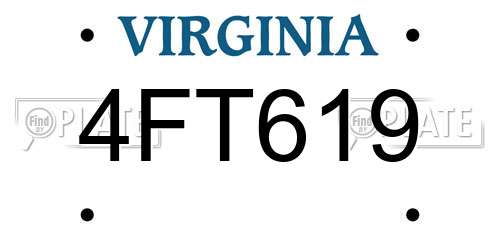 4FT619 Virginia License Plate