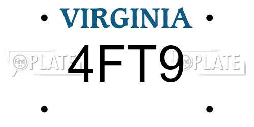4FT9 Virginia License Plate
