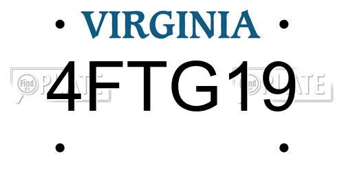 4FTG19 Virginia License Plate